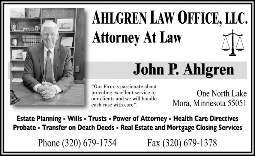 Attorney At Law, John P. Ahlgren - Ahlgren Law Office, LLC., Mora, MN